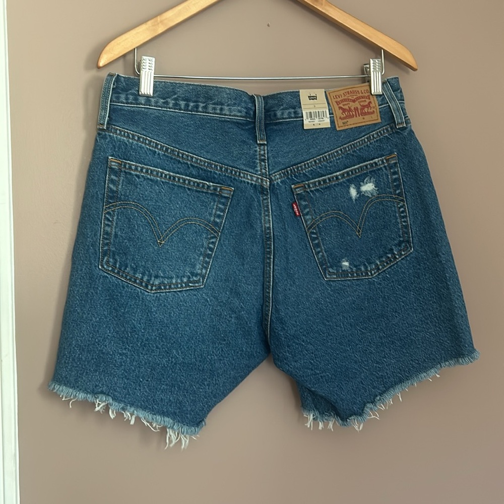 Levi’s 501s Distressed Highrise Denim Jean Non stretch Button Fly Short Size 31 - Picture 3 of 11